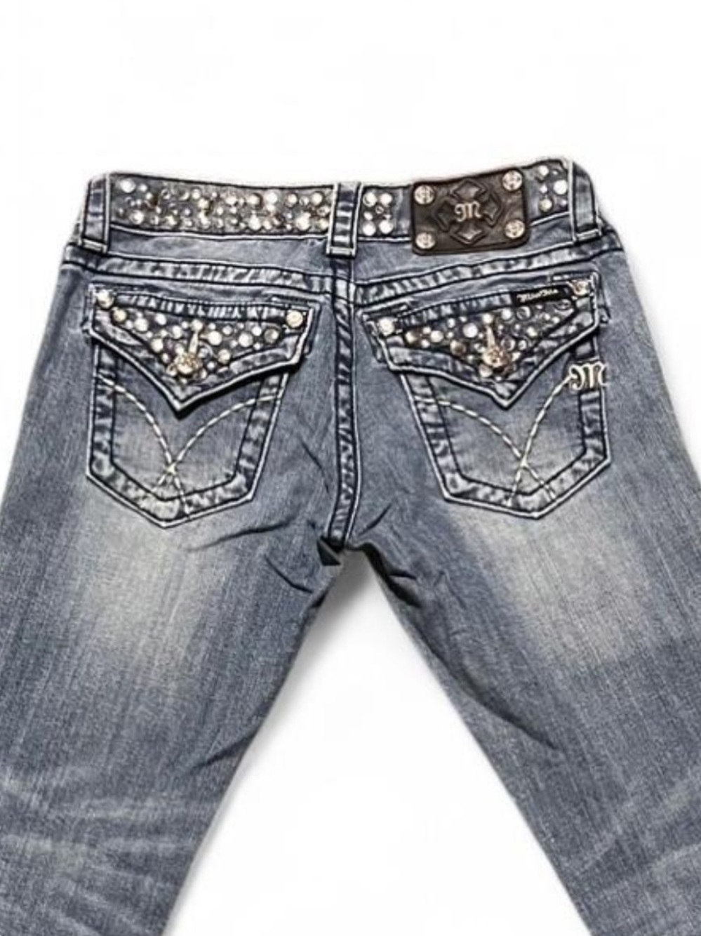 Vintage Miss Me 2000s Y2K Embellished Low Rise Skinny